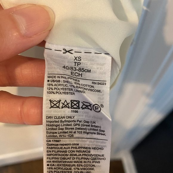 - Banana Republic Tweed Blue & White Striped Top XS - Picture 5 of 7